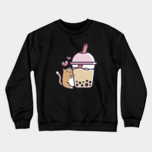 Bubble Tea - Cute Kawaii Cat Hugging Boba Crewneck Sweatshirt